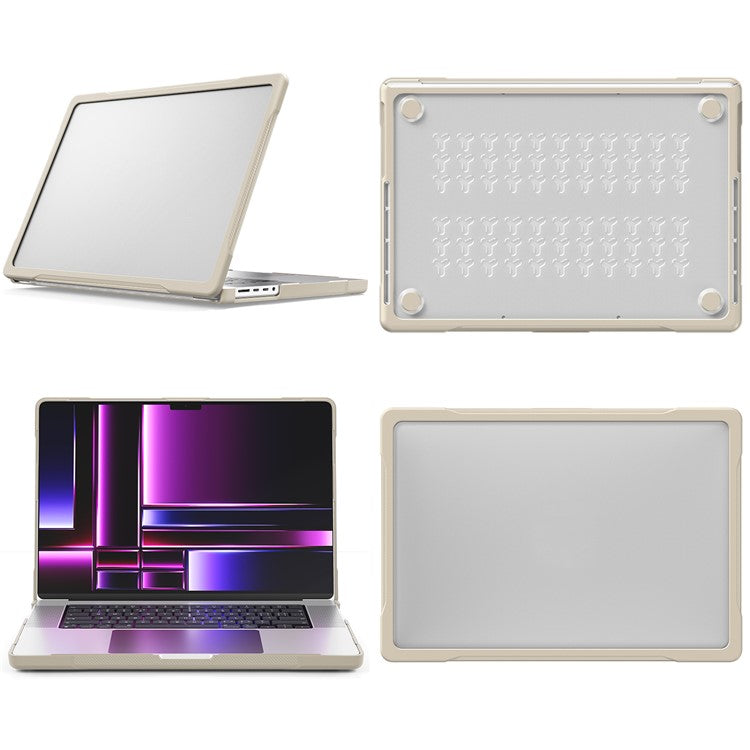 For MacBook Pro 16 inch (2024) (2023) (2021) A2485 A2780 / A2991 (M1 / M2 / M3) PC+TPU Laptop Cover Anti-Drop Shockproof Case - Khaki
