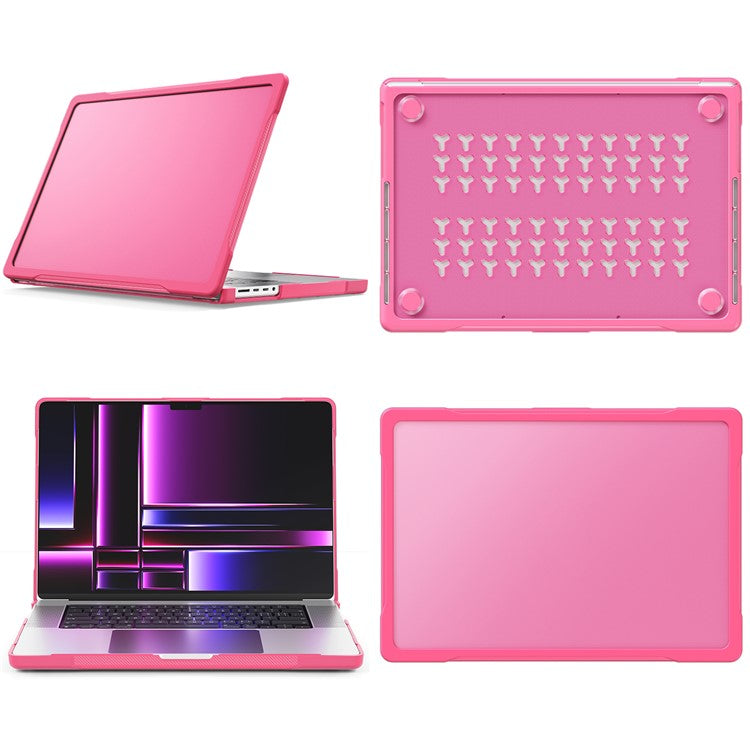 For MacBook Pro 16 inch (2024) (2023) (2021) A2485 A2780 / A2991 (M1 / M2 / M3) PC+TPU Laptop Cover Anti-Drop Shockproof Case - Rose