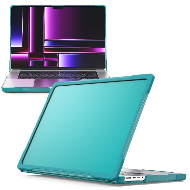 For MacBook Pro 16 inch (2024) (2023) (2021) A2485 A2780 / A2991 (M1 / M2 / M3) PC+TPU Laptop Cover Anti-Drop Shockproof Case - Baby Blue