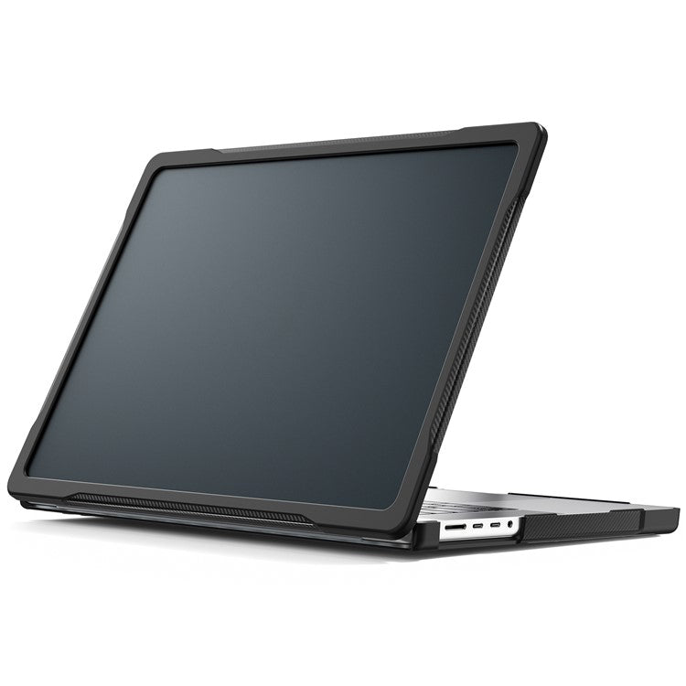 For MacBook Pro 16 inch (2024) (2023) (2021) A2485 A2780 / A2991 (M1 / M2 / M3) PC+TPU Laptop Cover Anti-Drop Shockproof Case - Transparent Black