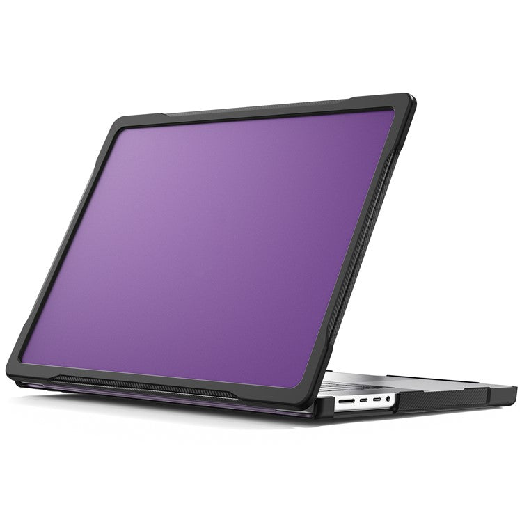 For MacBook Pro 16 inch (2024) (2023) (2021) A2485 A2780 / A2991 (M1 / M2 / M3) PC+TPU Laptop Cover Anti-Drop Shockproof Case - Transparent Purple