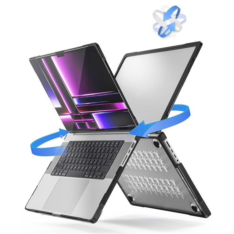 For MacBook Pro 16 inch (2024) (2023) (2021) A2485 A2780 / A2991 (M1 / M2 / M3) PC+TPU Laptop Cover Anti-Drop Shockproof Case - Transparent