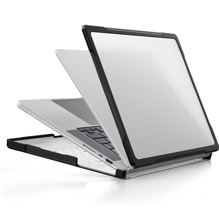 For MacBook Pro 16 inch (2024) (2023) (2021) A2485 A2780 / A2991 (M1 / M2 / M3) PC+TPU Laptop Cover Anti-Drop Shockproof Case - Transparent