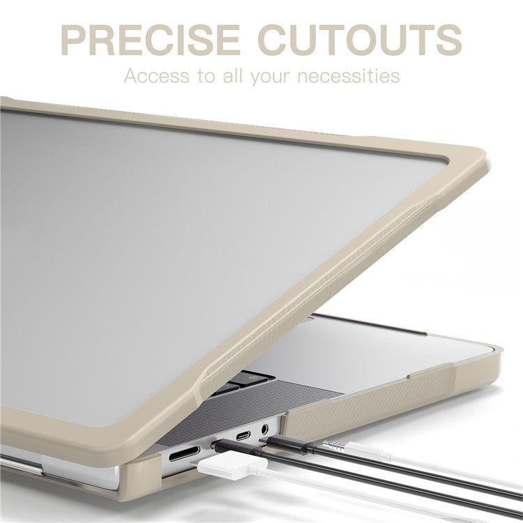 For MacBook Pro 14 inch (2024) (2021) A2442 / 14 inch (2023) A2779  / A2918 / A2992 (M1 / M2 / M3) PC+TPU Laptop Case - Khaki