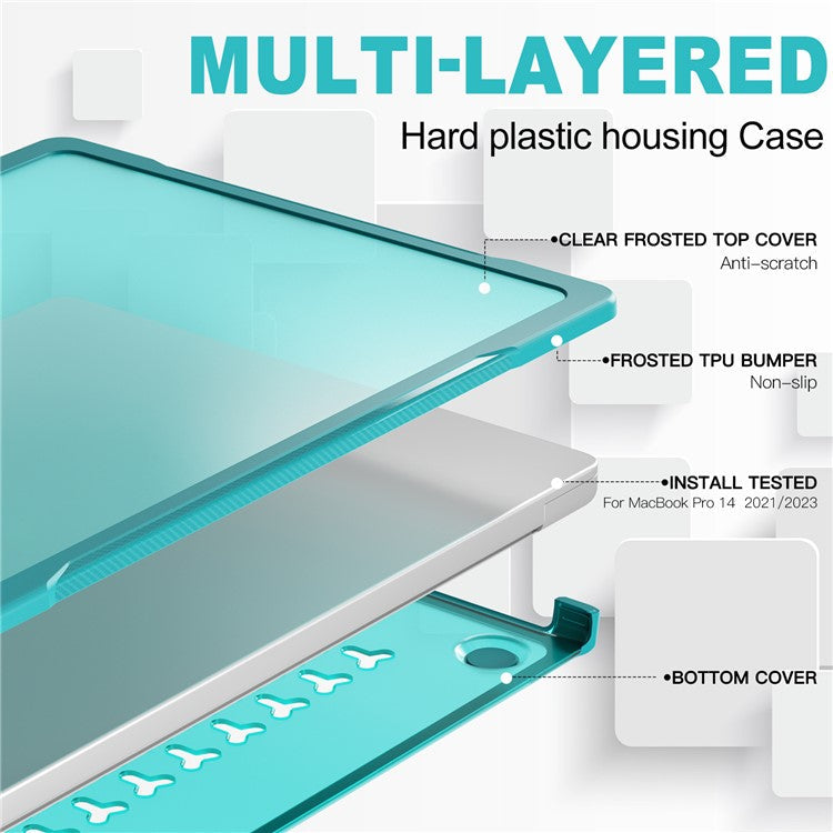 For MacBook Pro 14 inch (2024) (2021) A2442 / 14 inch (2023) A2779  / A2918 / A2992 (M1 / M2 / M3) PC+TPU Laptop Case - Baby Blue