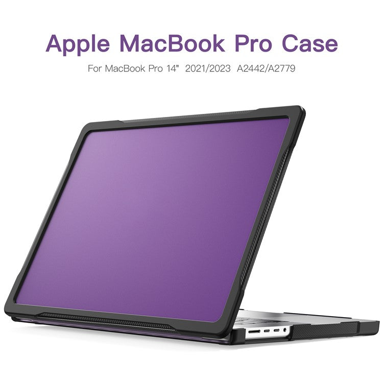 For MacBook Pro 14 inch (2024) (2021) A2442 / 14 inch (2023) A2779  / A2918 / A2992 (M1 / M2 / M3) PC+TPU Laptop Case - Transparent Purple