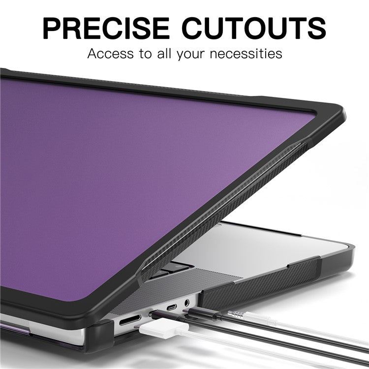 For MacBook Pro 14 inch (2024) (2021) A2442 / 14 inch (2023) A2779  / A2918 / A2992 (M1 / M2 / M3) PC+TPU Laptop Case - Transparent Purple