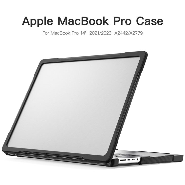 For MacBook Pro 14 inch (2024) (2021) A2442 / 14 inch (2023) A2779  / A2918 / A2992 (M1 / M2 / M3) PC+TPU Laptop Case - Transparent