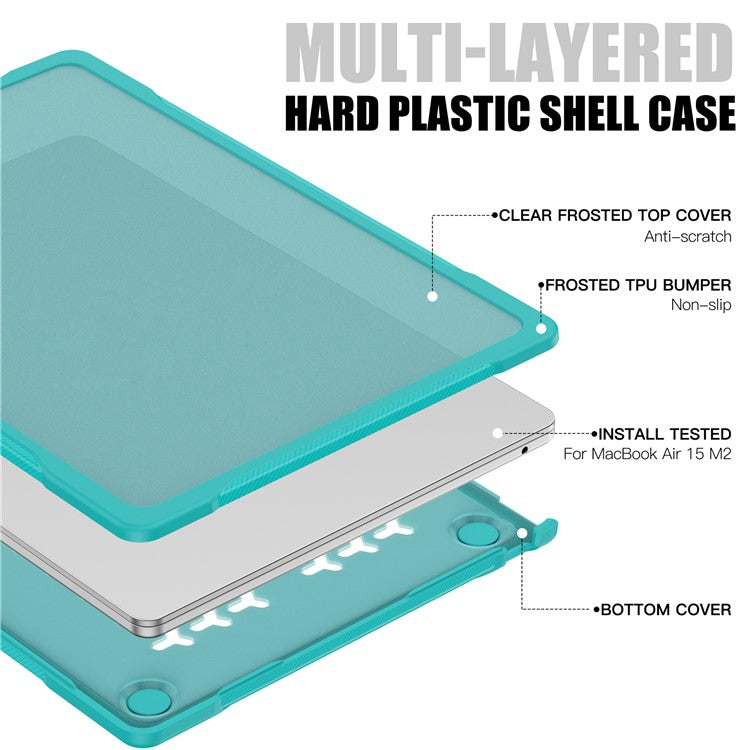 For Macbook Air 15 inch (2025) / (2024) A3114 M3 / (2023) M2 A2941 Sailor Series Laptop Case PC+TPU Anti-Scratch Notebook Cover - Baby Blue