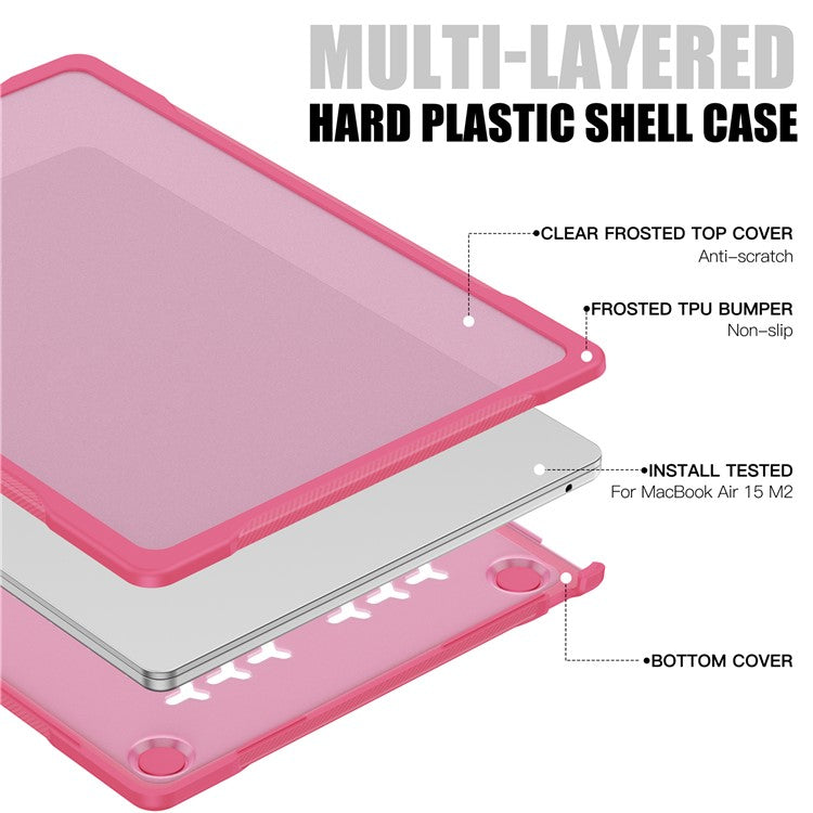 For Macbook Air 15 inch (2025) / (2024) A3114 M3 / (2023) M2 A2941 Sailor Series Laptop Case PC+TPU Anti-Scratch Notebook Cover - Rose