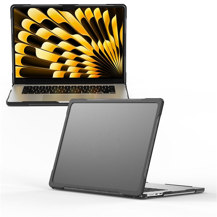 For Macbook Air 15 inch (2025) / (2024) A3114 M3 / (2023) M2 A2941 Sailor Series Laptop Case PC+TPU Anti-Scratch Notebook Cover - Transparent Black