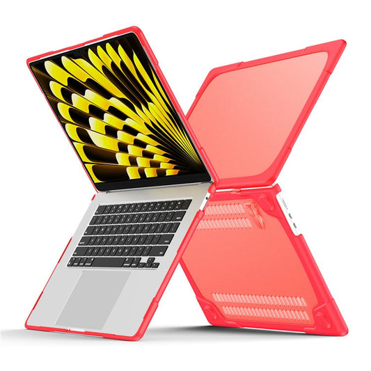 Laptop Case for Macbook Air 15 inch (2025) / (2024) A3114 M3 / (2023) M2 A2941 Stand Design Notebook Anti-Scratch Hard PC Cover - Red