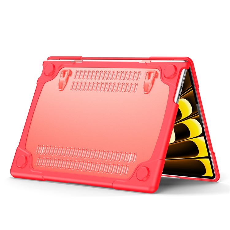 Laptop Case for Macbook Air 15 inch (2025) / (2024) A3114 M3 / (2023) M2 A2941 Stand Design Notebook Anti-Scratch Hard PC Cover - Red