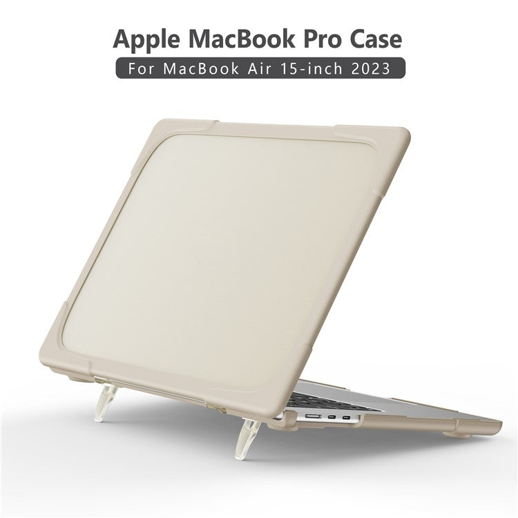Laptop Case for Macbook Air 15 inch (2025) / (2024) A3114 M3 / (2023) M2 A2941 Stand Design Notebook Anti-Scratch Hard PC Cover - Khaki
