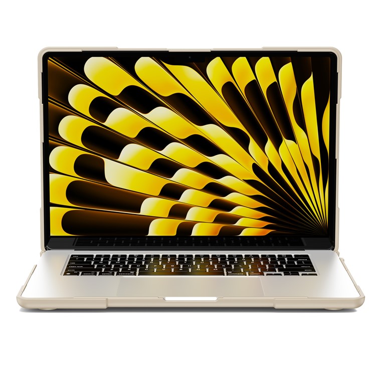 Laptop Case for Macbook Air 15 inch (2025) / (2024) A3114 M3 / (2023) M2 A2941 Stand Design Notebook Anti-Scratch Hard PC Cover - Khaki