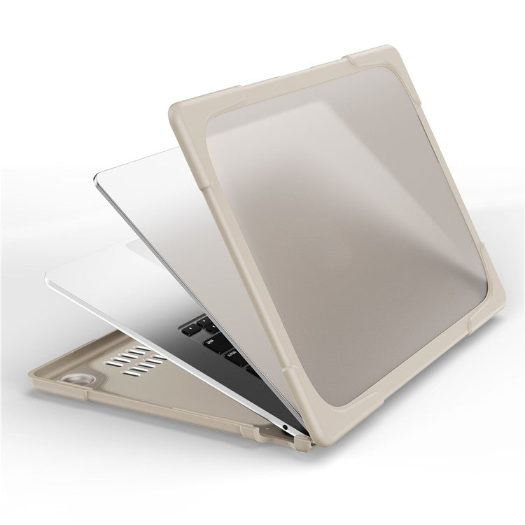 Laptop Case for Macbook Air 15 inch (2025) / (2024) A3114 M3 / (2023) M2 A2941 Stand Design Notebook Anti-Scratch Hard PC Cover - Khaki