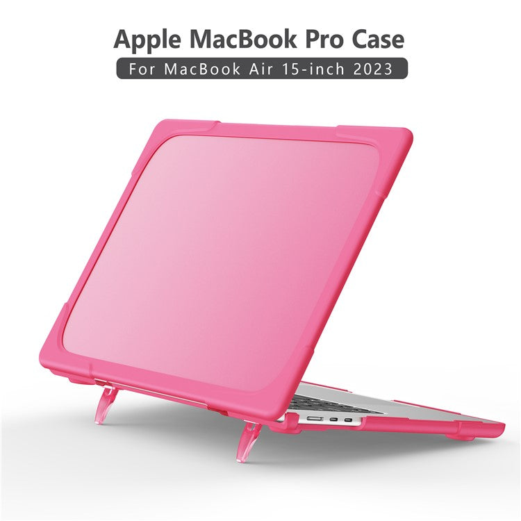 Laptop Case for Macbook Air 15 inch (2025) / (2024) A3114 M3 / (2023) M2 A2941 Stand Design Notebook Anti-Scratch Hard PC Cover - Rose
