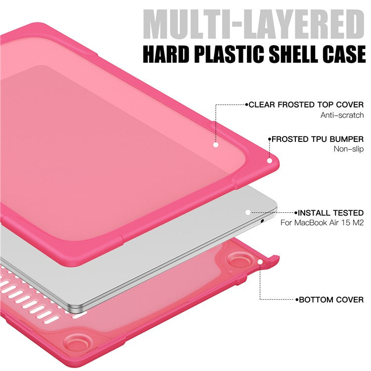 Laptop Case for Macbook Air 15 inch (2025) / (2024) A3114 M3 / (2023) M2 A2941 Stand Design Notebook Anti-Scratch Hard PC Cover - Rose