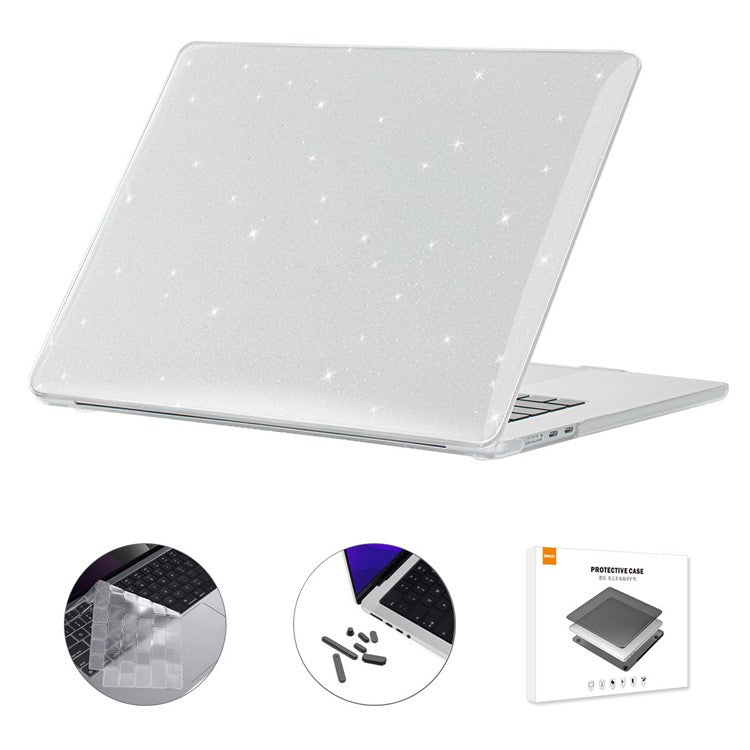 ENKAY HAT PRINCE For Macbook Air 15 inch (2025) / (2024) / (2023) A2941 (EU Version) Glitter PC Laptop Case with TPU Film + Plugs - Transparent