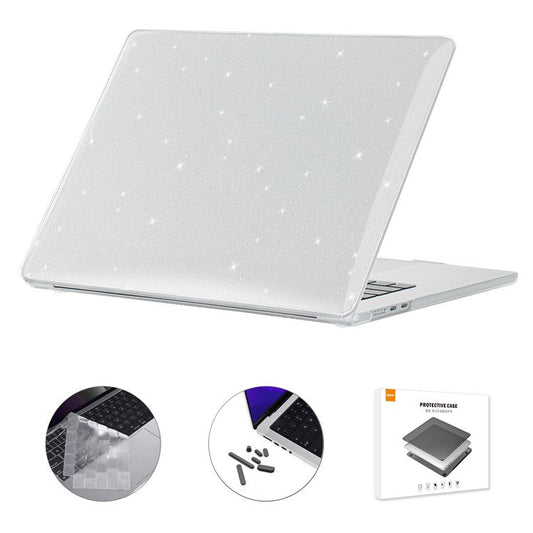 ENKAY HAT PRINCE For Macbook Air 15 inch (2025) / (2024) / (2023) A2941 (EU Version) Glitter PC Laptop Case with TPU Film + Plugs - Transparent