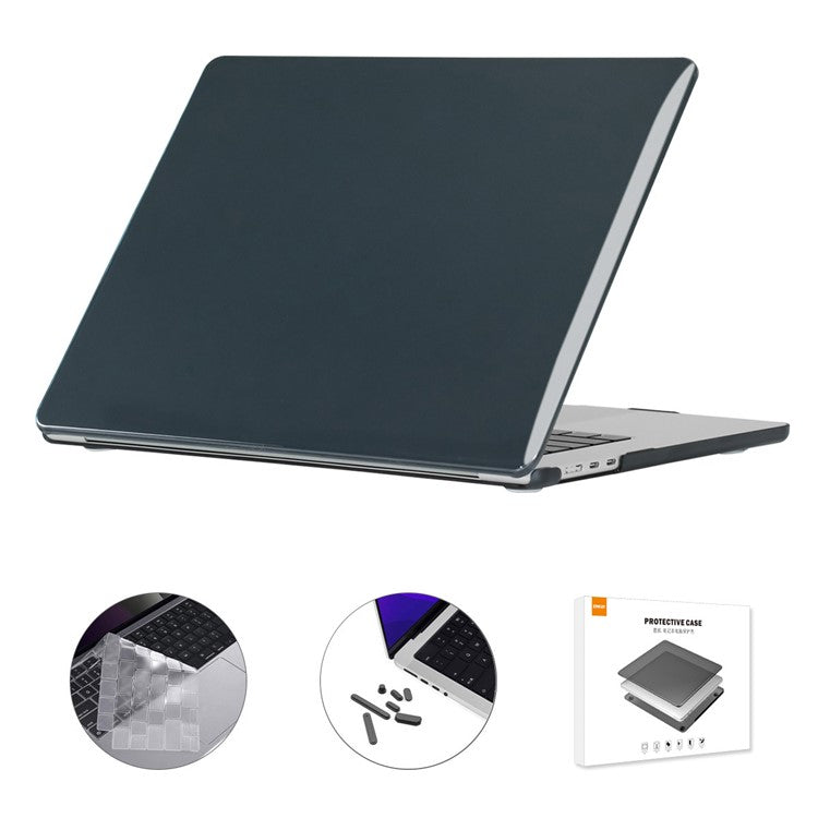 ENKAY HAT PRINCE For Macbook Air 15 inch (2025) / (2023) A2941 / A3114 (EU Version) Hard PC Laptop Case with TPU Film + Plugs - Black
