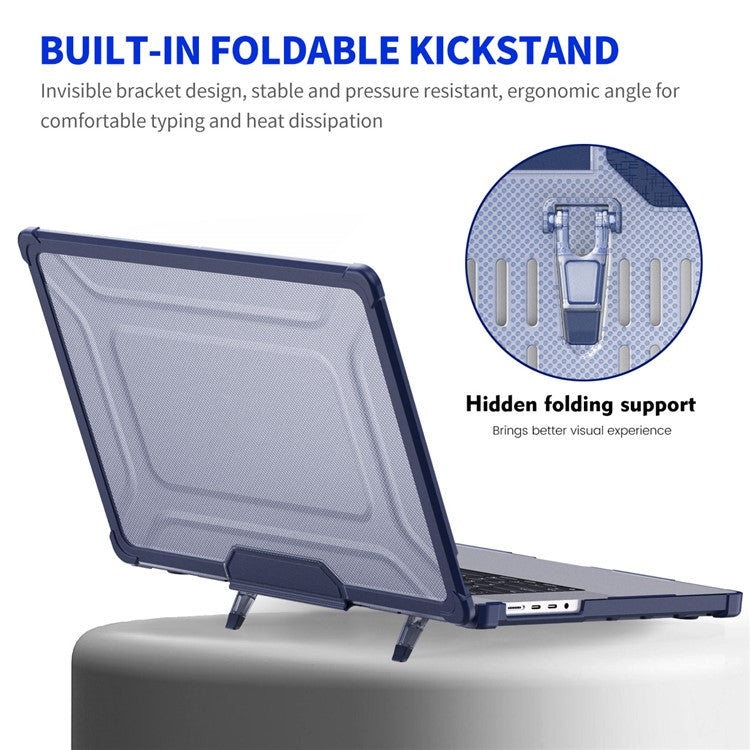 ENKAY HAT PRINCE Hard PC Case for MacBook Pro 14 inch (2024) (2021) A2442 / (2023) A2779 (EU Version) Shockproof Laptop Cover with Kickstand - Black