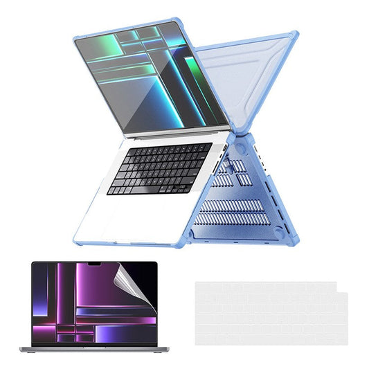 ENKAY HAT PRINCE Hard PC Case for MacBook Pro 14 inch (2024) (2021) A2442 / (2023) A2779 (EU Version) Shockproof Laptop Cover with Kickstand - Blue