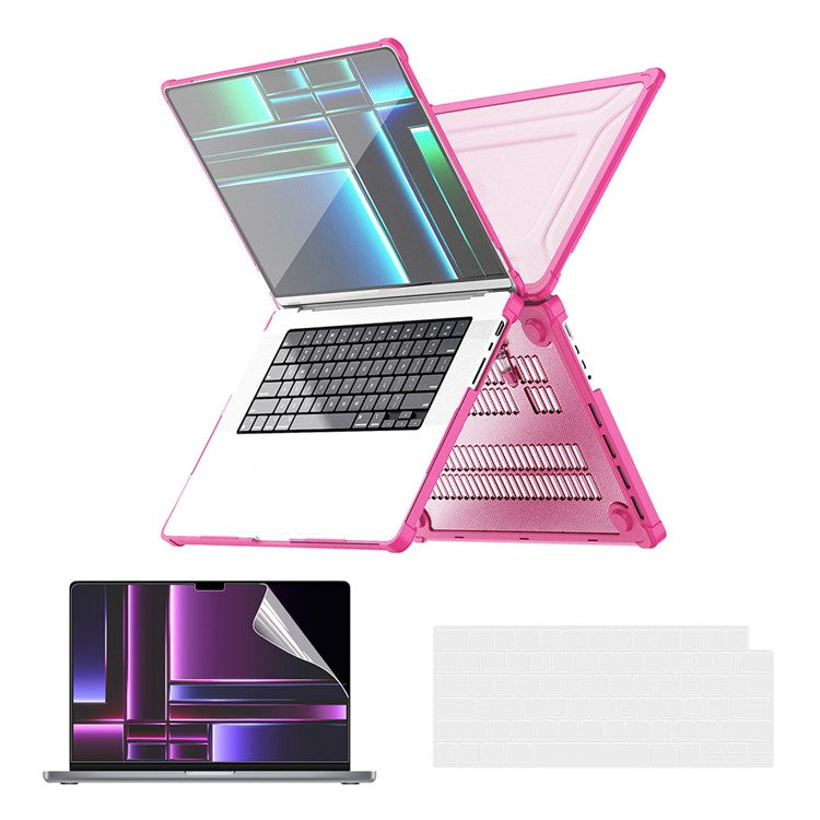 ENKAY HAT PRINCE Kickstand Case for MacBook Pro 16 inch (2024) (2023) (2021) A2485 A2880 (US Version) Shockproof Hard PC Laptop Cover - Pink