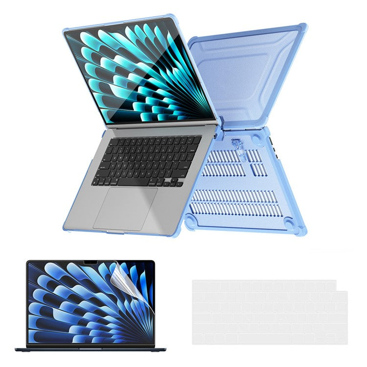 ENKAY HAT PRINCE Protective Hard PC Case for Macbook Air 15 inch (2023) A2941 (US Version) Slim Laptop Kickstand Cover - Blue