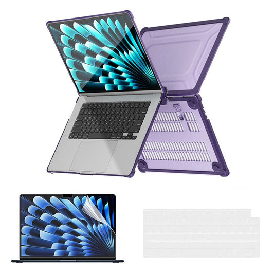 ENKAY HAT PRINCE Protective Hard PC Case for Macbook Air 15 inch (2023) A2941 (US Version) Slim Laptop Kickstand Cover - Purple