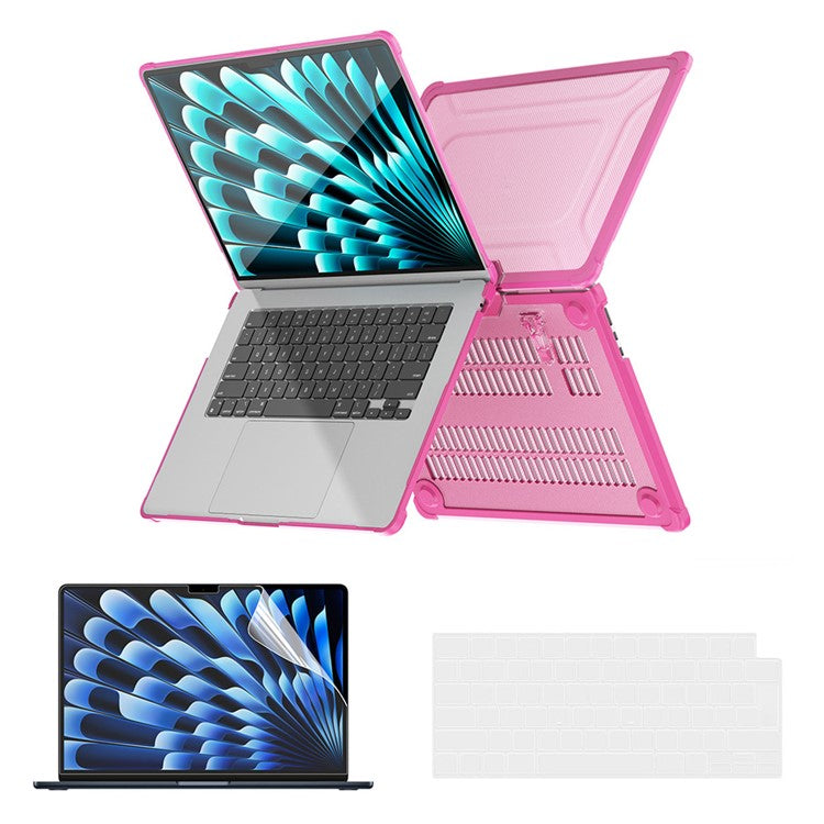 ENKAY HAT PRINCE Slim Hard PC Case for Macbook Air 15 inch (2025) / (2024) / (2023) A2941 (EU Version) Anti-Scratch Laptop Cover with Kickstand - Pink