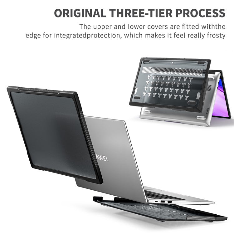 Sailor Series for Huawei MateBook D14 (2023) Laptop Case Dual Layer PC+TPU Protective Cover - Transparent Black