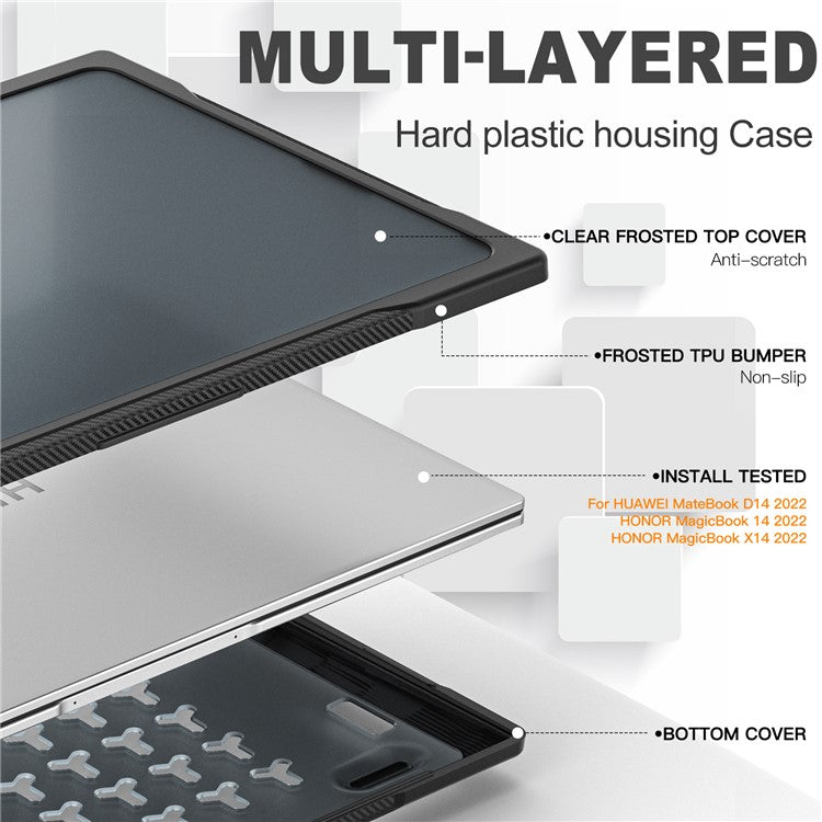 Sailor Series for Huawei MateBook D14 (2023) Laptop Case Dual Layer PC+TPU Protective Cover - Transparent Black