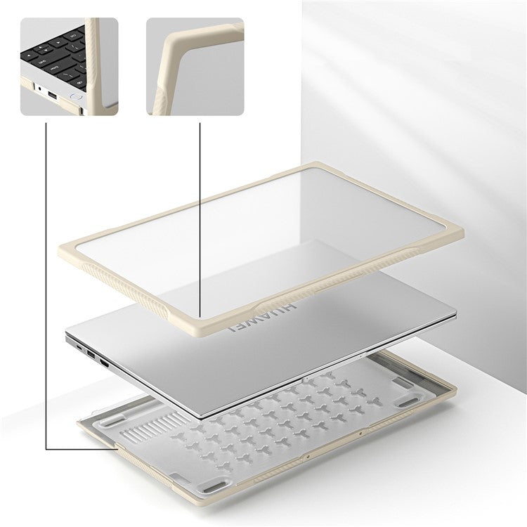 Sailor Series for Huawei MateBook D14 (2023) Laptop Case Dual Layer PC+TPU Protective Cover - Khaki