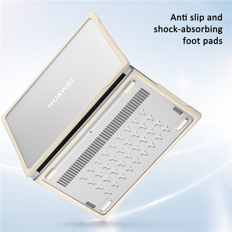 Sailor Series for Huawei MateBook D14 (2023) Laptop Case Dual Layer PC+TPU Protective Cover - Khaki