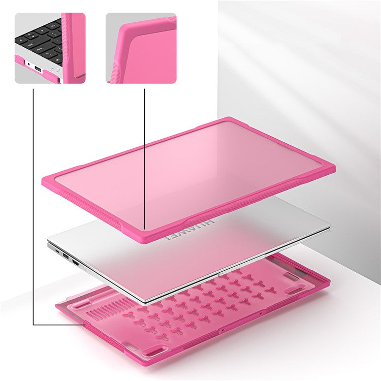 Sailor Series for Huawei MateBook D14 (2023) Laptop Case Dual Layer PC+TPU Protective Cover - Rose