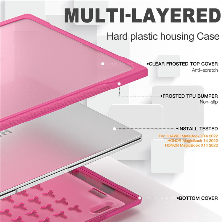 Sailor Series for Huawei MateBook D14 (2023) Laptop Case Dual Layer PC+TPU Protective Cover - Rose