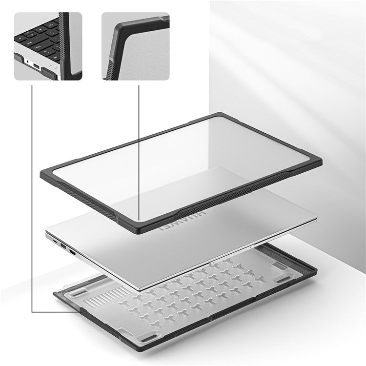 Sailor Series for Huawei MateBook D14 (2023) Laptop Case Dual Layer PC+TPU Protective Cover - Transparent