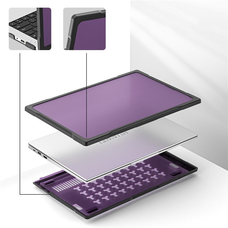 Sailor Series for Huawei MateBook D14 (2023) Laptop Case Dual Layer PC+TPU Protective Cover - Transparent Purple