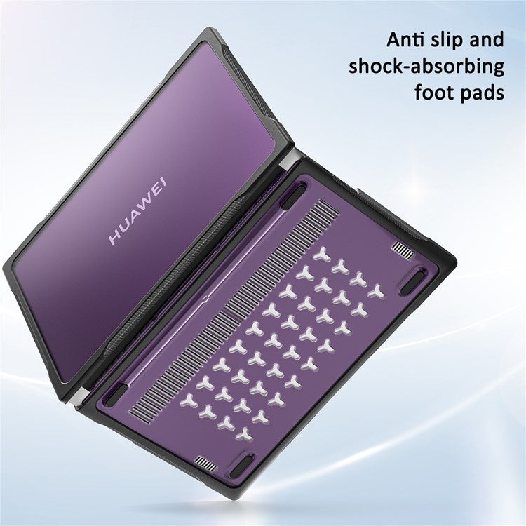 Sailor Series for Huawei MateBook D14 (2023) Laptop Case Dual Layer PC+TPU Protective Cover - Transparent Purple
