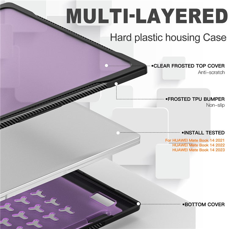 Sailor Series for Huawei MateBook 14 (2021) / (2022) / (2023) Laptop Case PC+TPU Notebook Cover - Transparent Purple