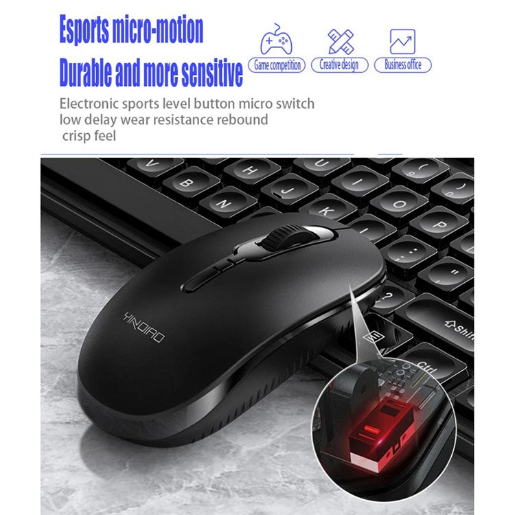 YINDIAO V3Max 2.4G Wireless Smart Sleep Office Keyboard Mouse Set for Computer Laptop - Black