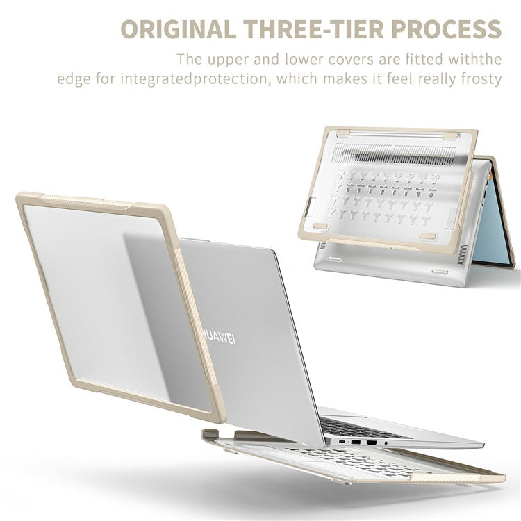 Sailor Series for Huawei MateBook D14 (2023) Case PC+TPU Anti-Cracking Protective Cover - Khaki
