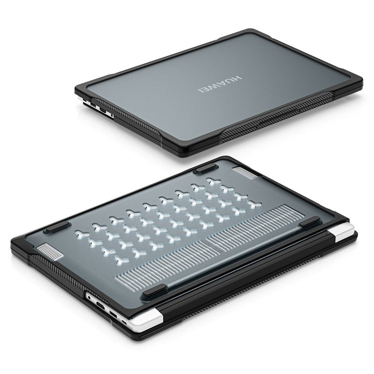 Sailor Series for Huawei MateBook D14 (2023) Case PC+TPU Anti-Cracking Protective Cover - Transparent Black