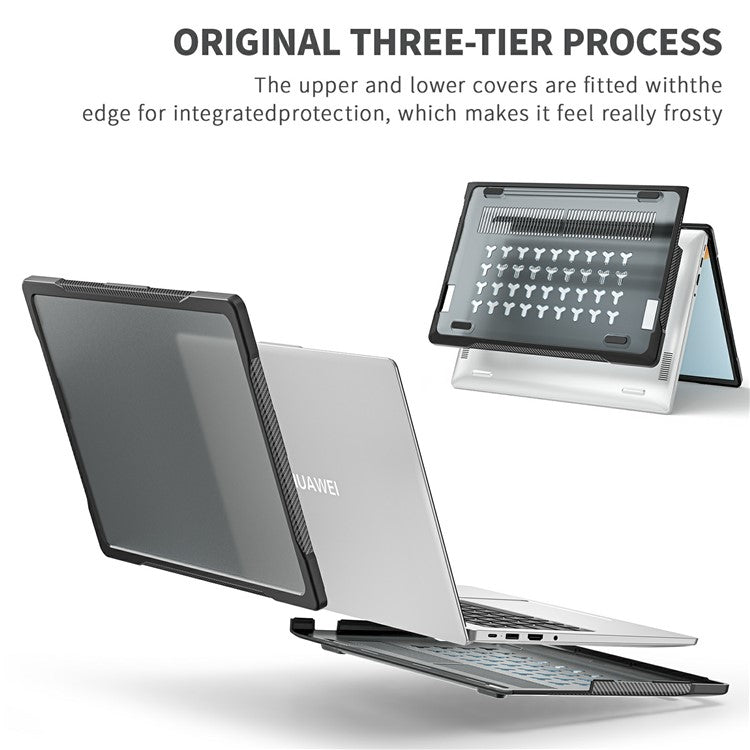 Sailor Series for Huawei MateBook D14 (2023) Case PC+TPU Anti-Cracking Protective Cover - Transparent Black
