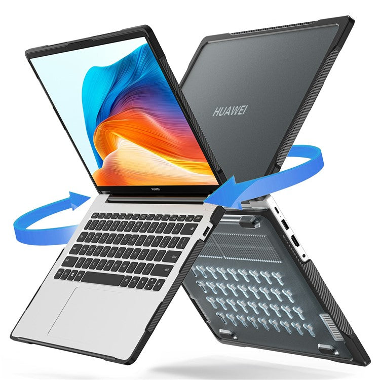 Sailor Series for Huawei MateBook D14 (2023) Case PC+TPU Anti-Cracking Protective Cover - Transparent Black