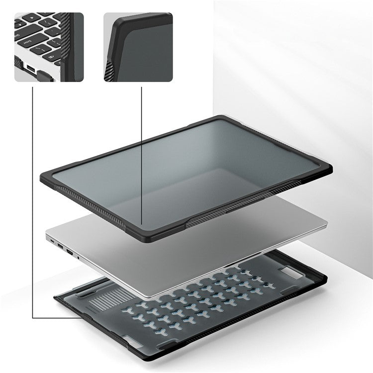 Sailor Series for Huawei MateBook D14 (2023) Case PC+TPU Anti-Cracking Protective Cover - Transparent Black