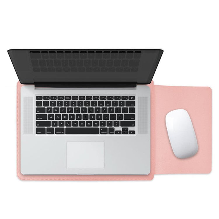 14 inch Laptop Sleeve Ultra-Thin PU Leather Carrying Pouch + Small Bag - Milk Tea Pink