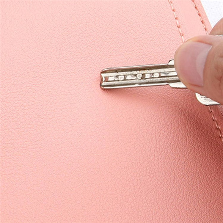 14 inch Laptop Sleeve Ultra-Thin PU Leather Carrying Pouch + Small Bag - Milk Tea Pink