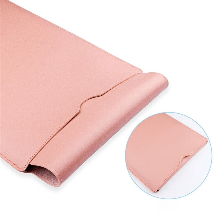 14 inch Laptop Sleeve Ultra-Thin PU Leather Carrying Pouch + Small Bag - Khaki